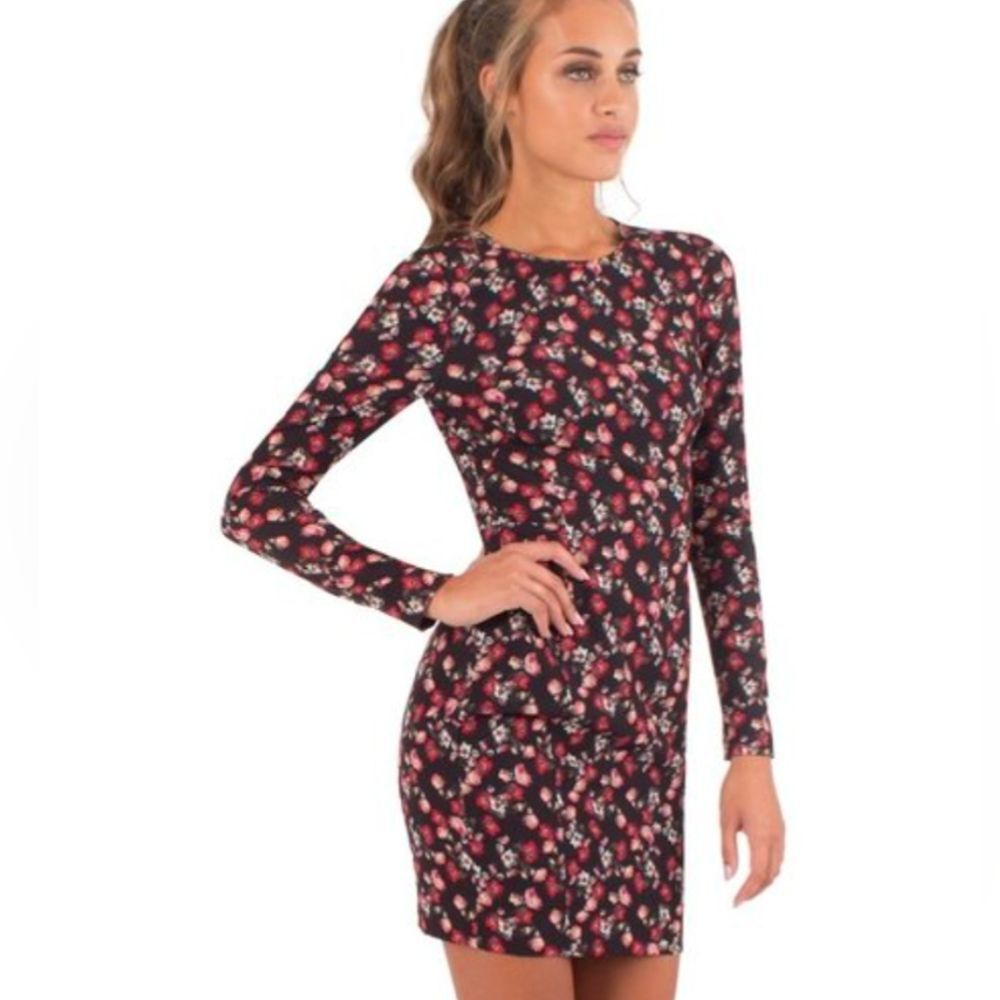 Black Halo Lively Floral Sheath Long Sleeve Size 8